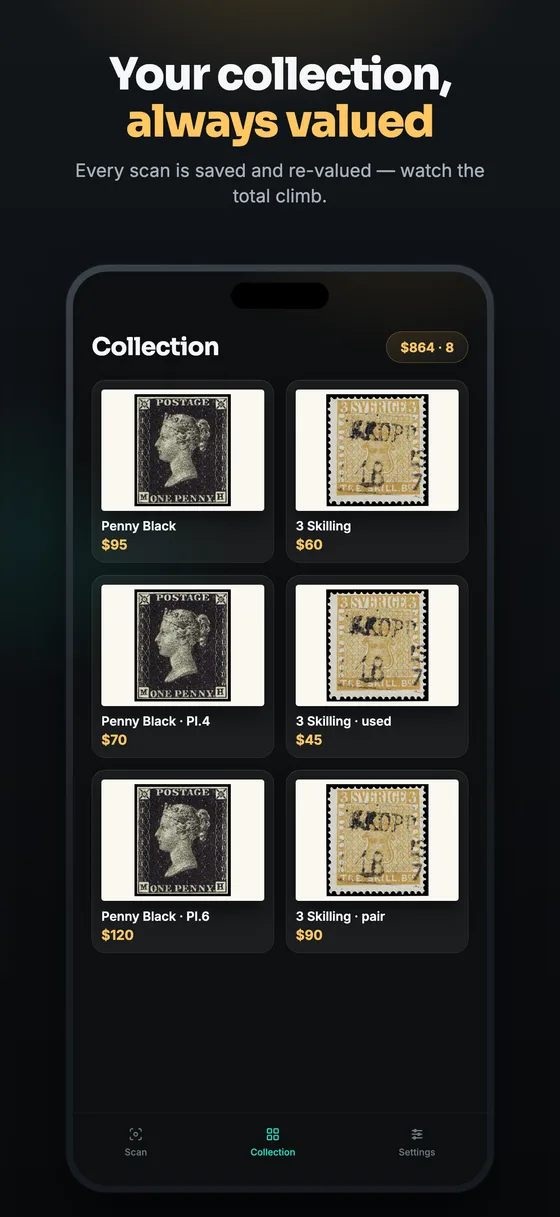 Collection enregistrée avec son total courant
